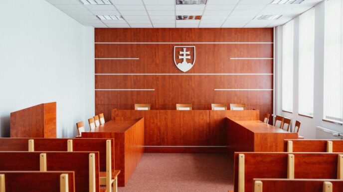 a room filled with wooden desks and chairs