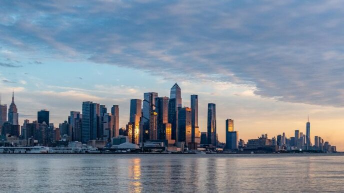 a view of a city from across the water