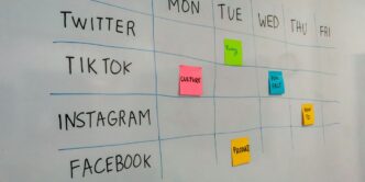 a white board with post it notes on it