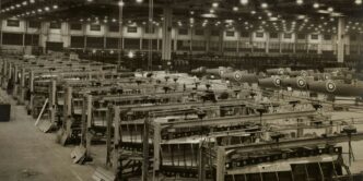 grayscale photo of a factory
