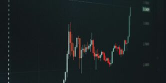 Stock market chart showing upward trend.