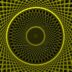 Yellow spiral pattern creates a unique optical illusion.