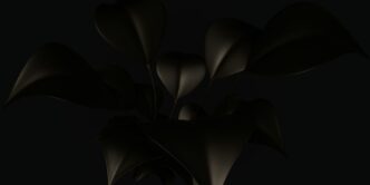 a black background with a bunch of leaves