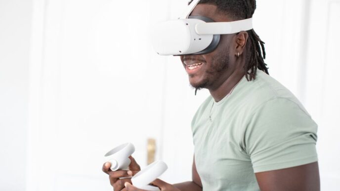 a man wearing a vr headset