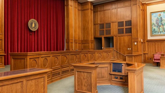 architectural photography of trial court interior view