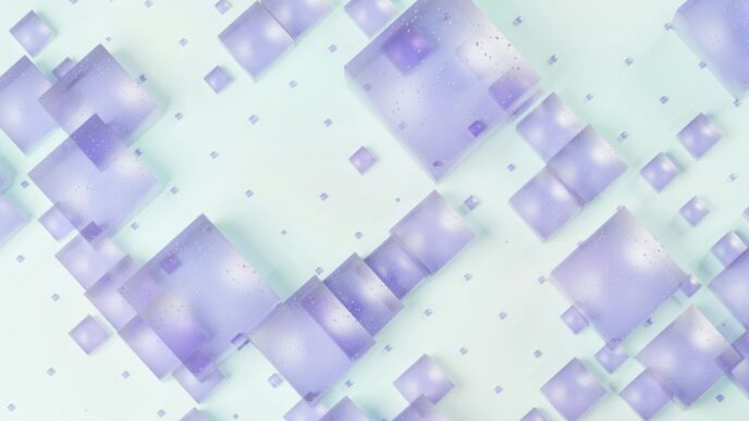 A blue and white background with squares and dots
