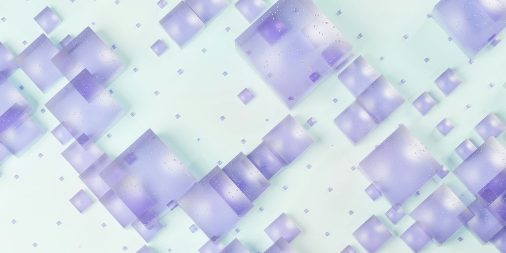 A blue and white background with squares and dots