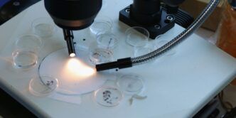 a microscope with a light on top of it