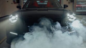 a car with smoke coming out of it