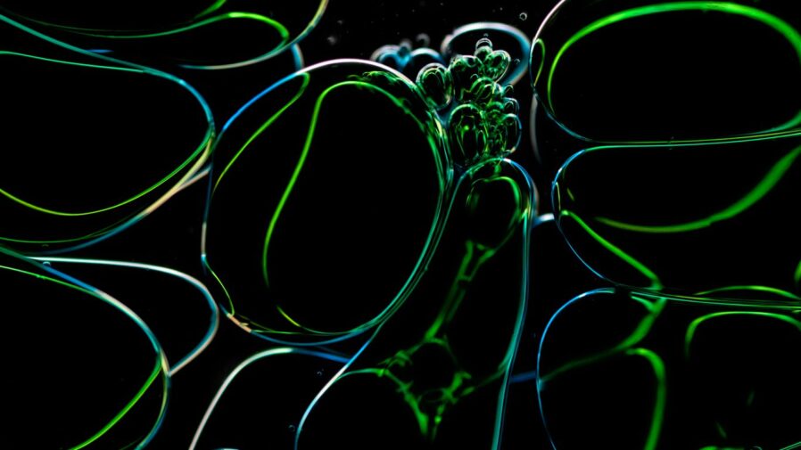 green and black abstract painting