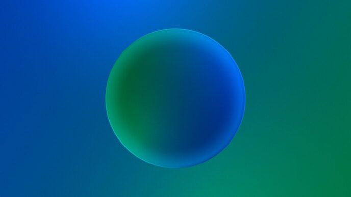 a blue and green background with a circular shape