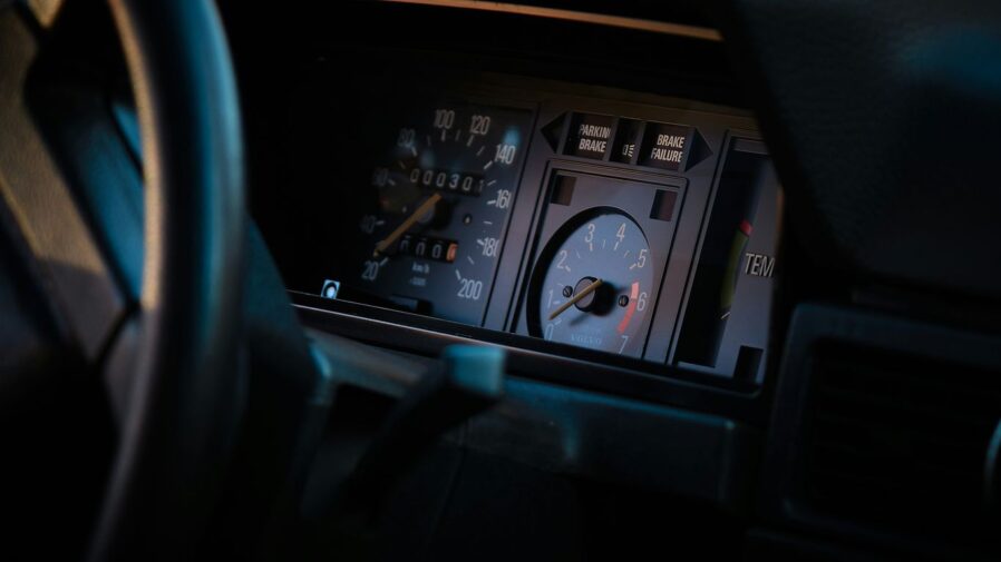 black and white car instrument panel cluster