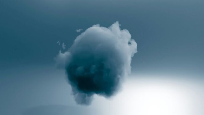 a large cloud is floating in the sky