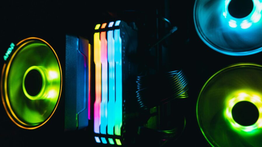 purple green and blue light