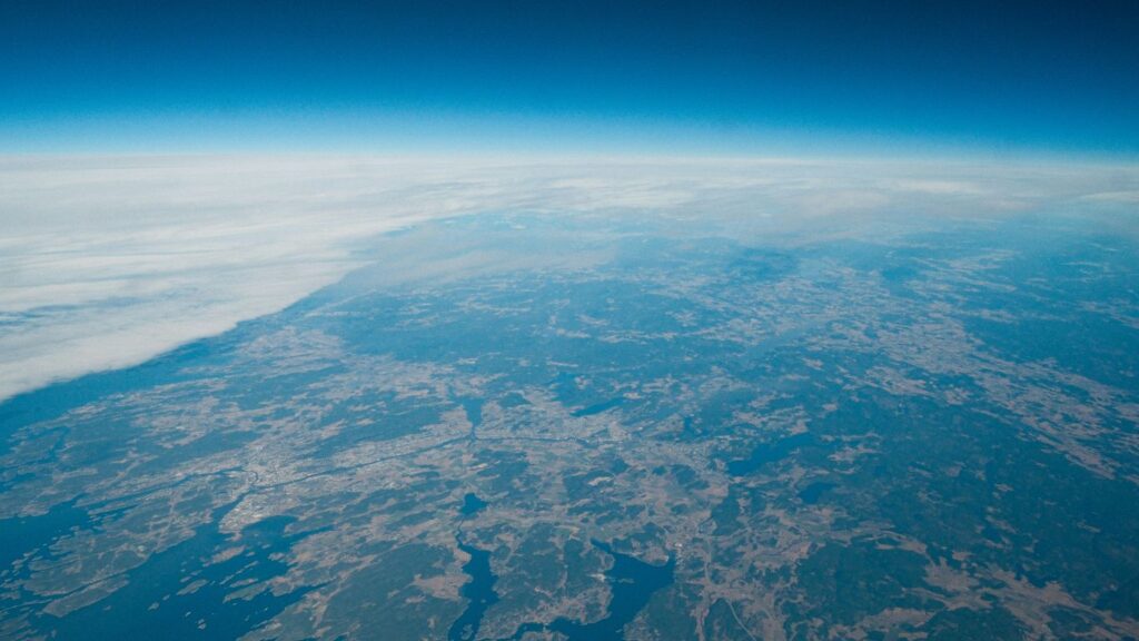 A view of the earth from an airplane