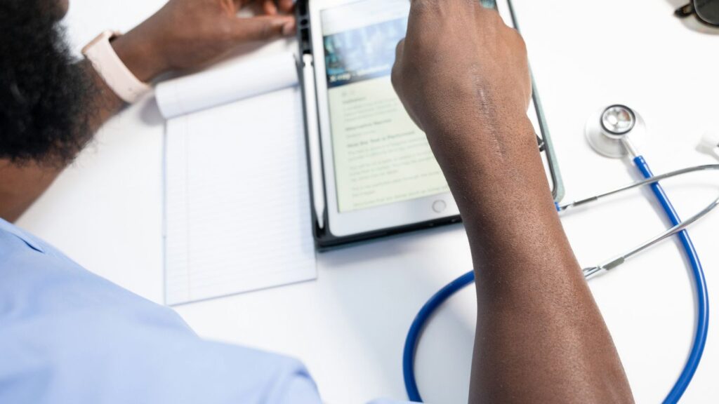 a man using a tablet