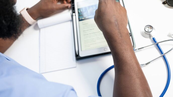 a man using a tablet