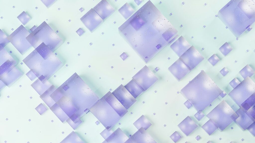 A blue and white background with squares and dots