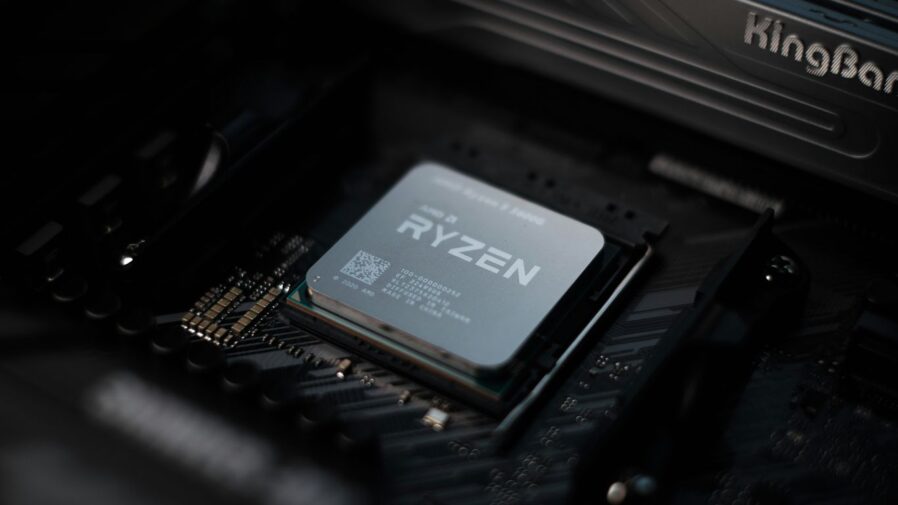 a close up of a cpu on top of a motherboard