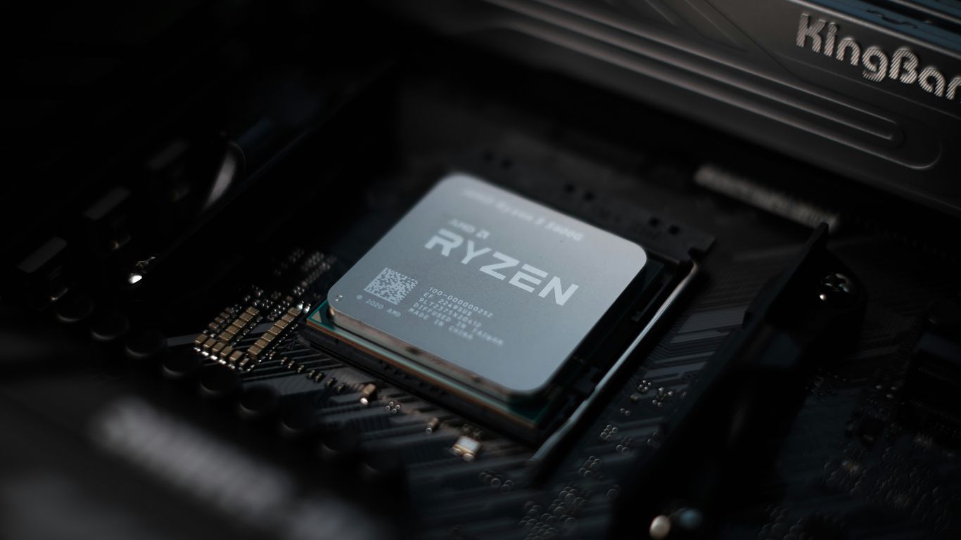 a close up of a cpu on top of a motherboard