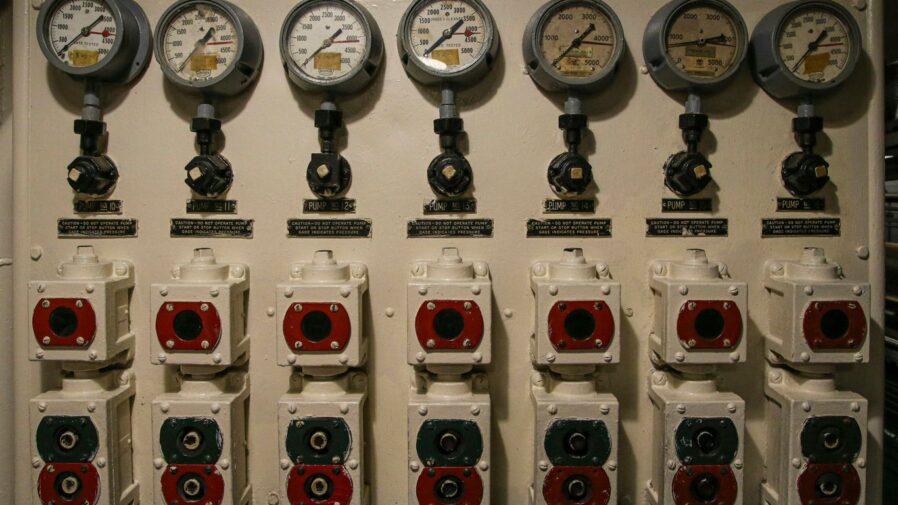 white and red electric meter