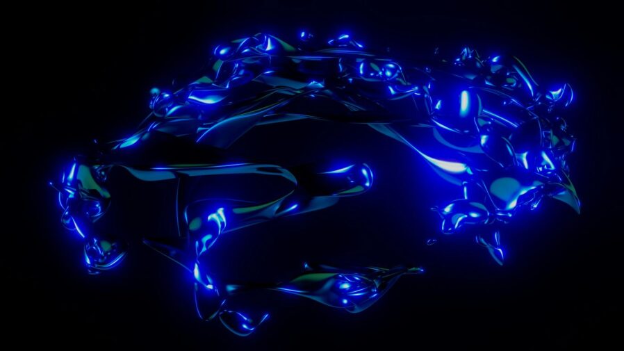 a group of blue jellyfish