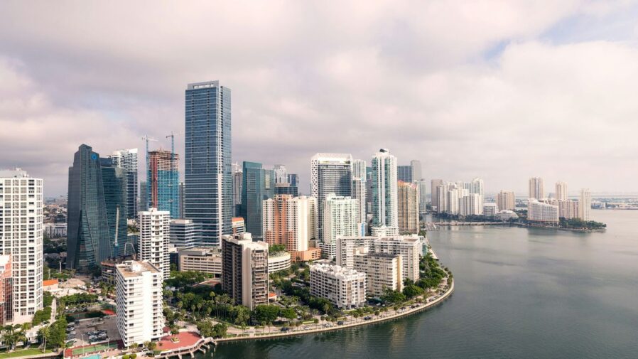 aerial photography of high-rise buildings near sea