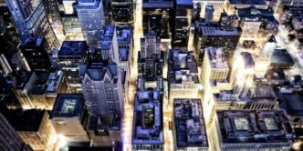 top view of cityscape during night time