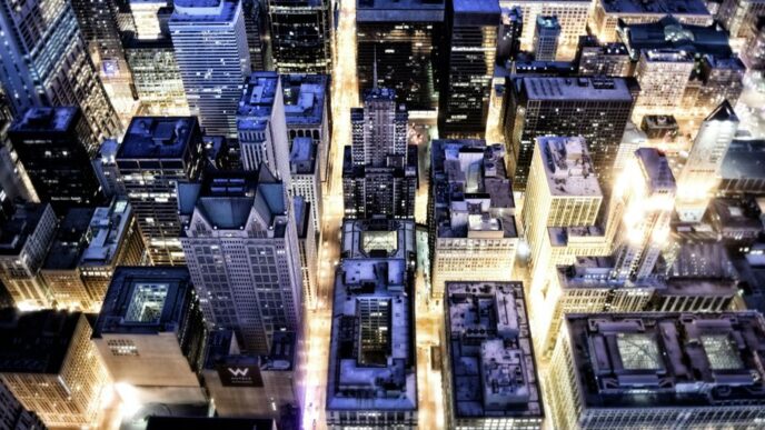 top view of cityscape during night time