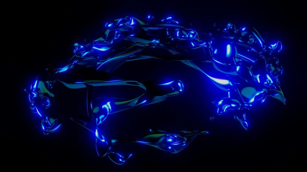 a group of blue jellyfish