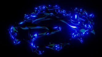 a group of blue jellyfish