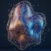 a heart shaped object with a blue background