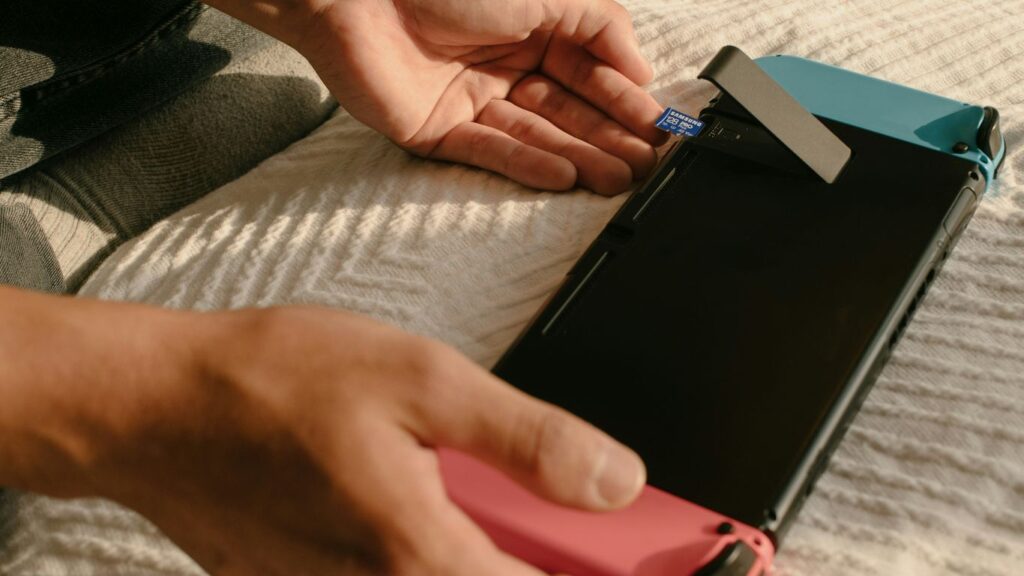 a person holding a device