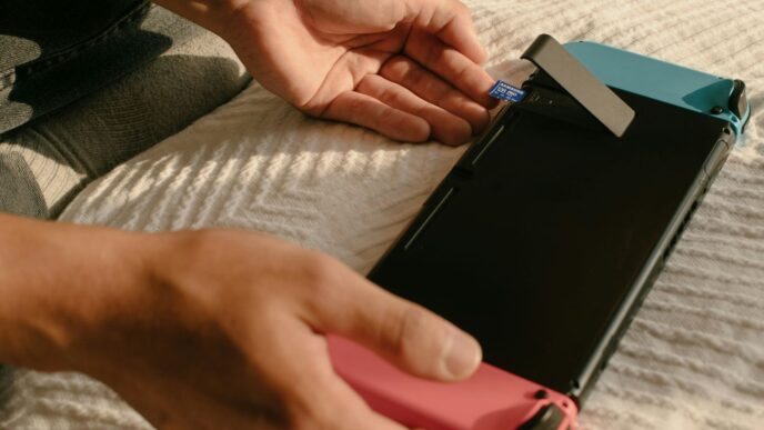 a person holding a device