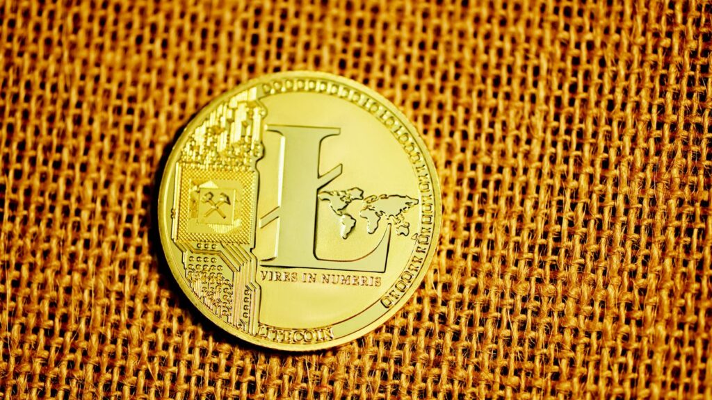 silver round coin on brown textile