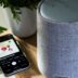 A smartphone is connected to a cylinder speaker.