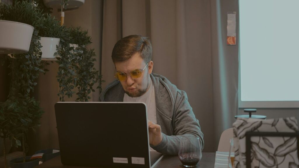 man working on laptop