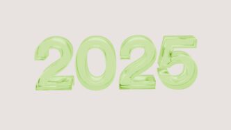 A green balloon with the number 2055 on it