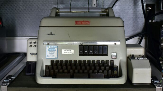 an old typewriter sitting on top of a table