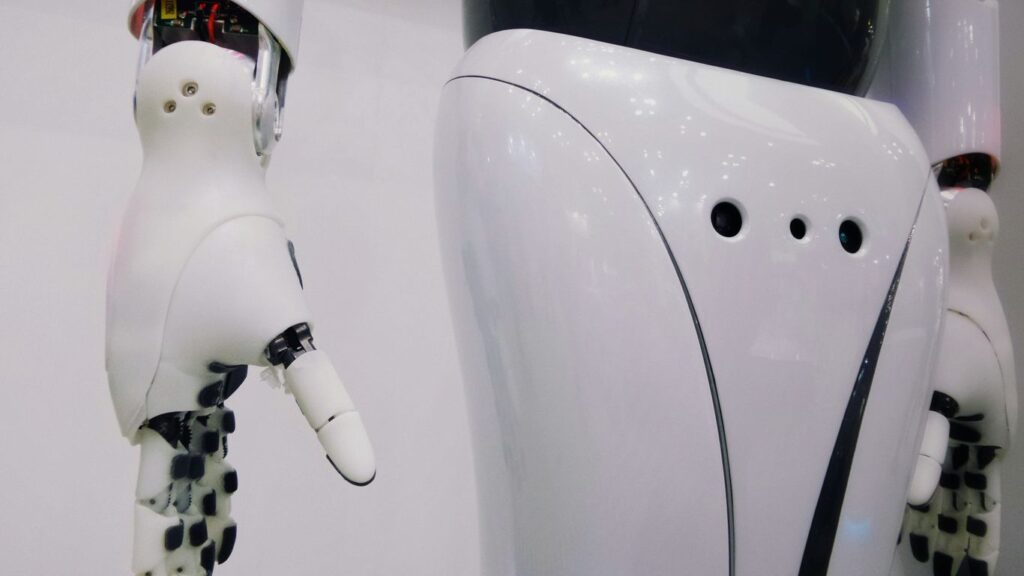 white and black robot