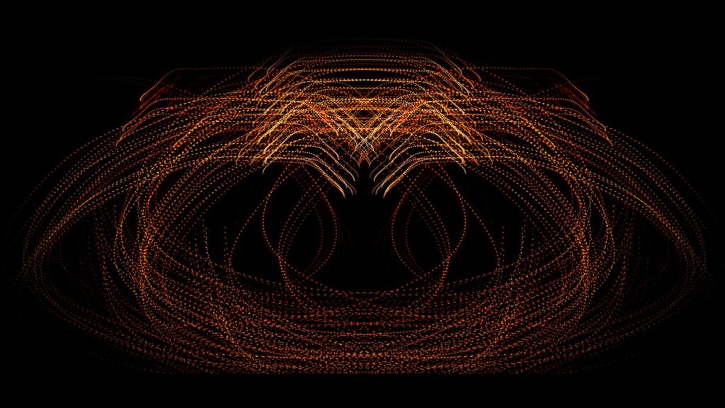 a black background with orange and yellow lights