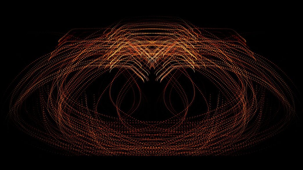 a black background with orange and yellow lights