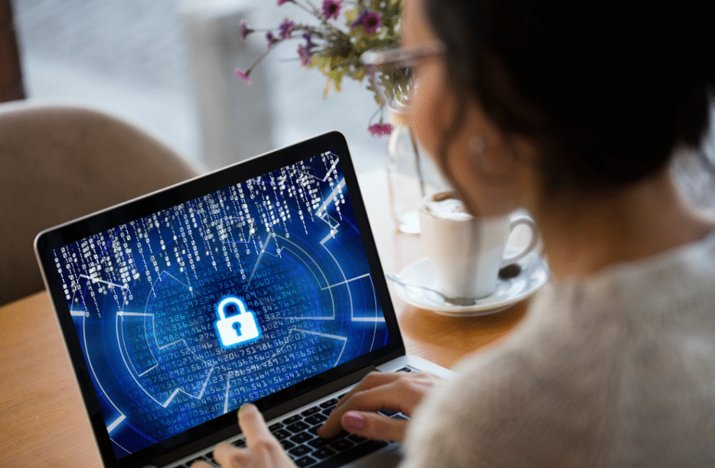 Woman using her laptop
