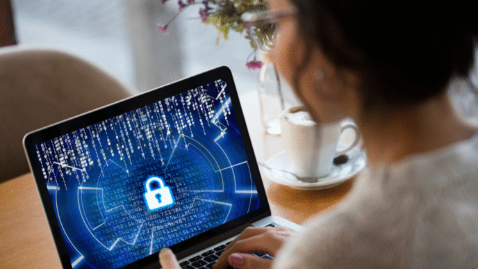 Woman using her laptop