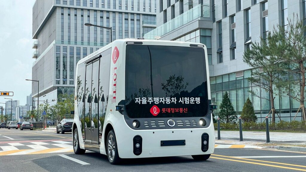 a bus driving down the street