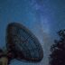 white satellite dish under blue sky during night time