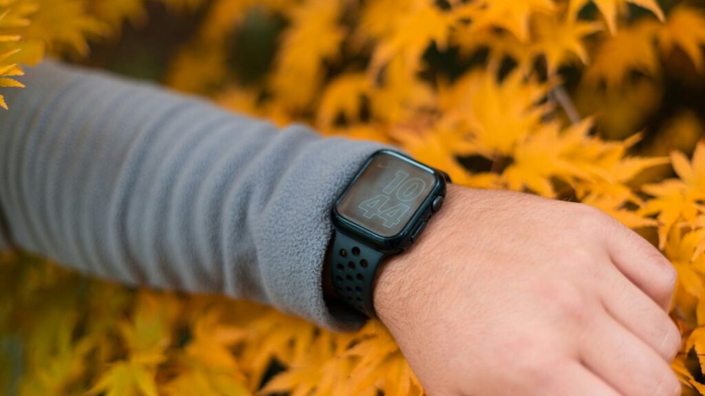 person wearing black smart watch
