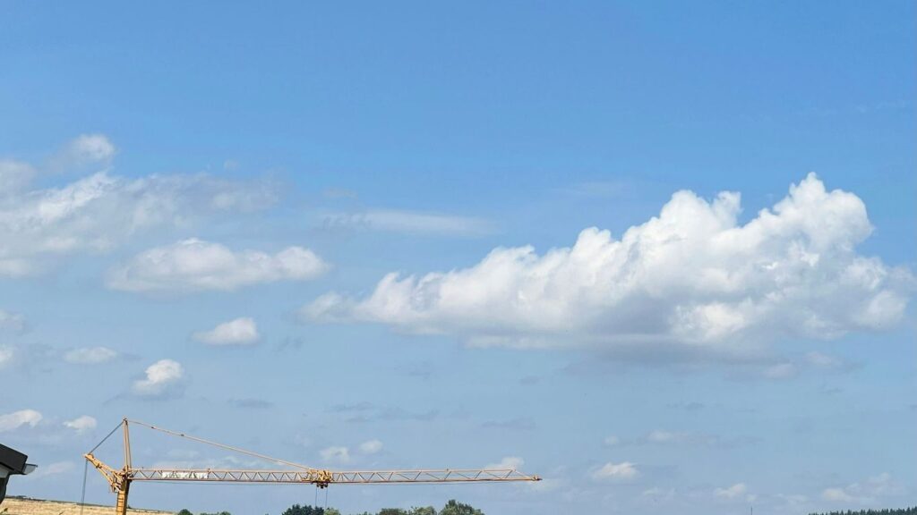 a crane that is standing in the sky