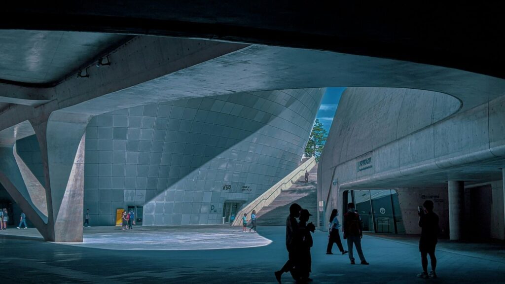 people walking on white floor