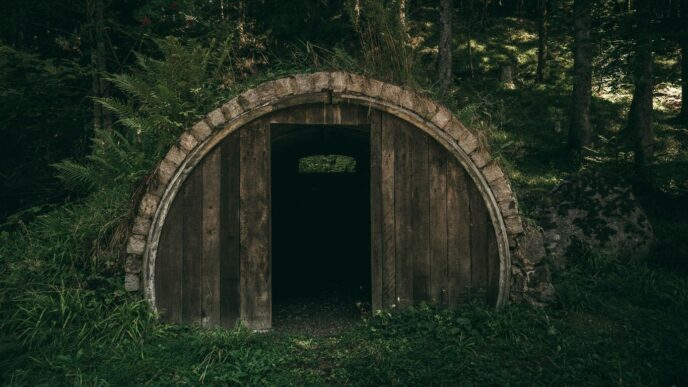 brown wooden tunnel in forest